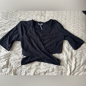 Kendall & Kylie Black Crop Wrap Top